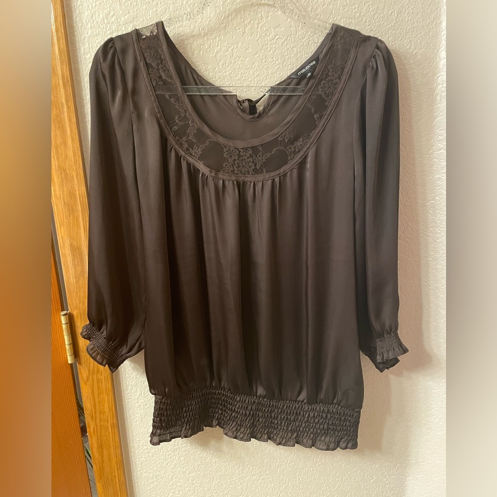 Maurice’s pheasant top, chocolate brown, size medium